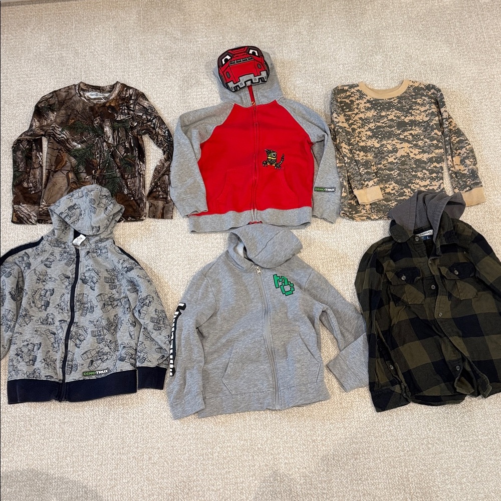 Lot Boys Zip Up Sweatshirt Long Sleeve Camo DinoTrex Minecraft